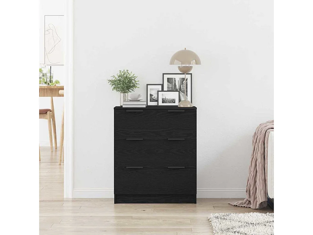 Buffet | Bahut | Meuble de rangement en chêne noir 60x30x70 cm en bois d'ingénierie