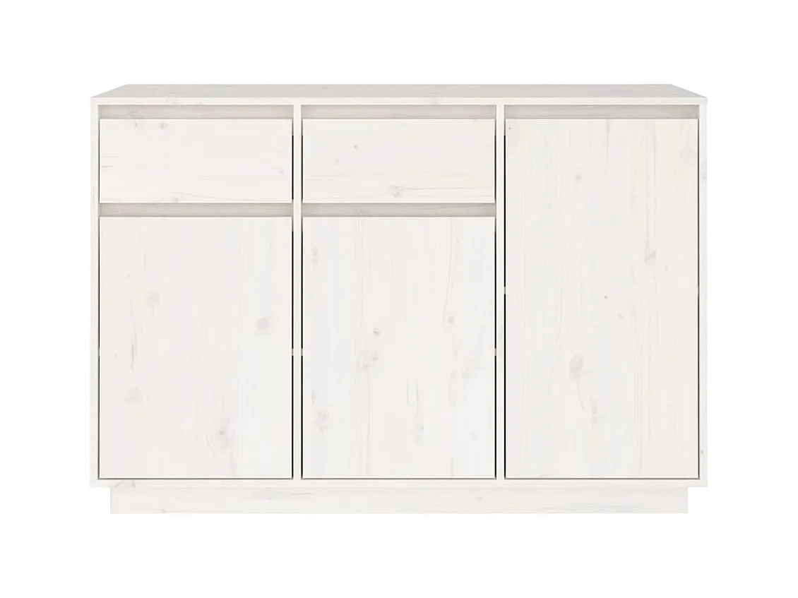 Credenza | Buffet | Armadio Bianca 110x34x75 cm in Legno Massello di Pino