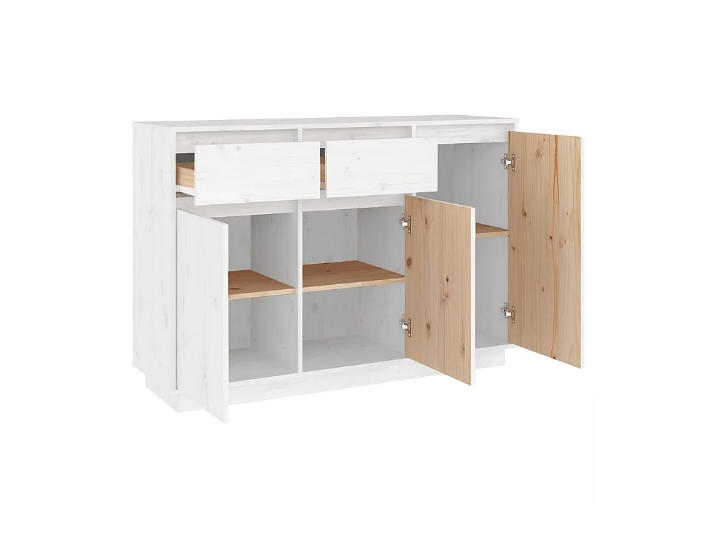 Credenza | Buffet | Armadio Bianca 110x34x75 cm in Legno Massello di Pino