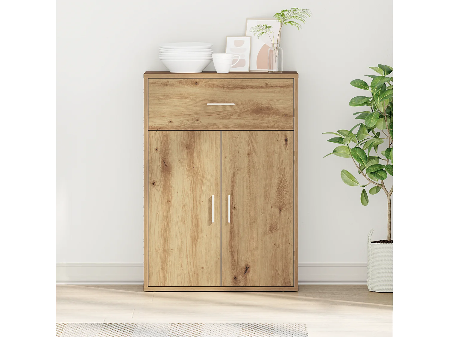 Buffet | Bahut | Meuble de rangement chêne artisanal 79 x 38 x 80 cm Bois d'ingénierie