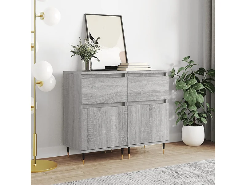 Buffets | Bahuts | Meuble de rangement 2 pcs sonoma gris 40x35x70 cm bois d'ingénierie