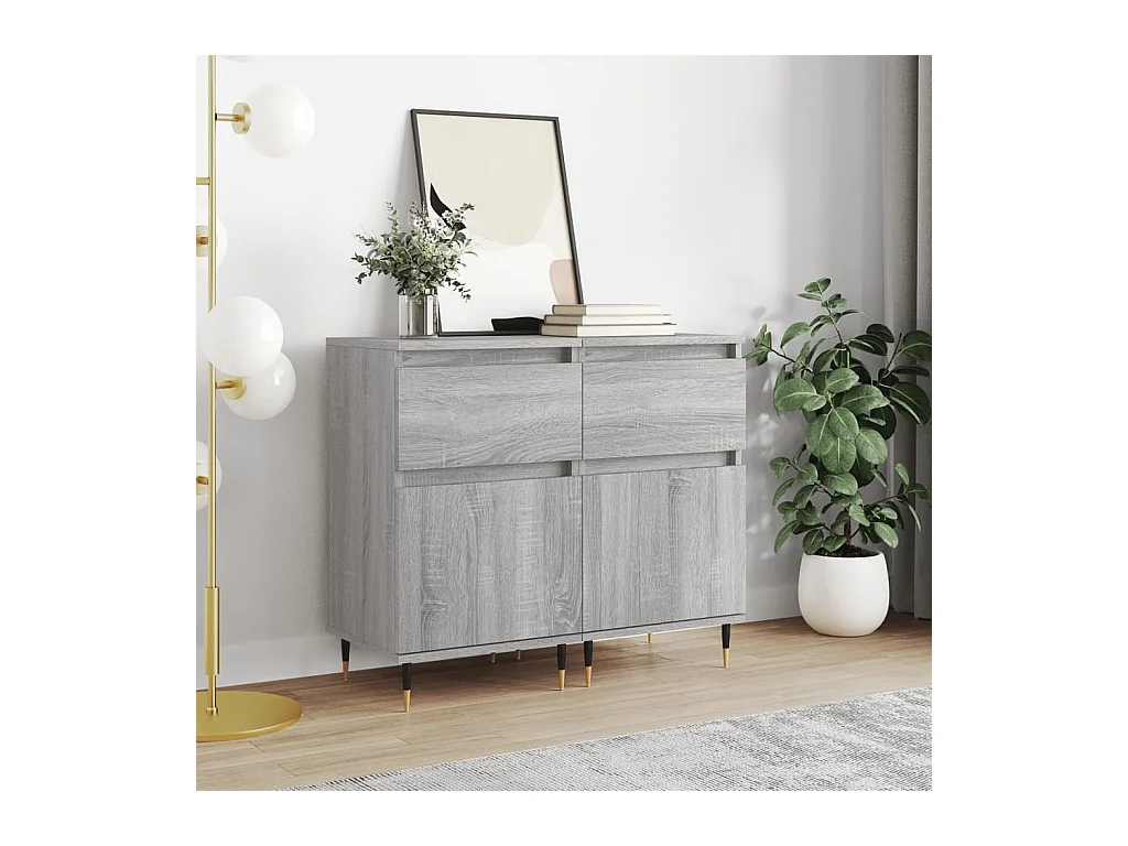 Buffets | Bahuts | Meuble de rangement 2 pcs sonoma gris 40x35x70 cm bois d'ingénierie