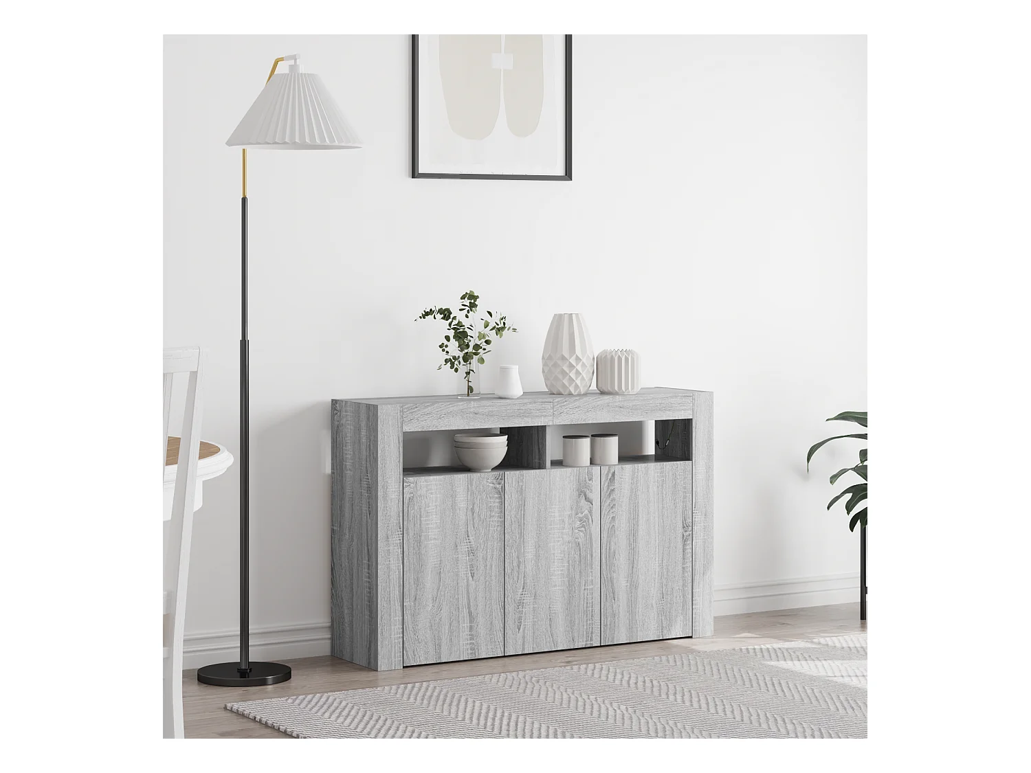 Buffet | Bahut | Meuble de rangement Gris sonoma Bois d'ingénierie 116 x 30 x 75 cm Buffet | Bahut | Meuble de rangement