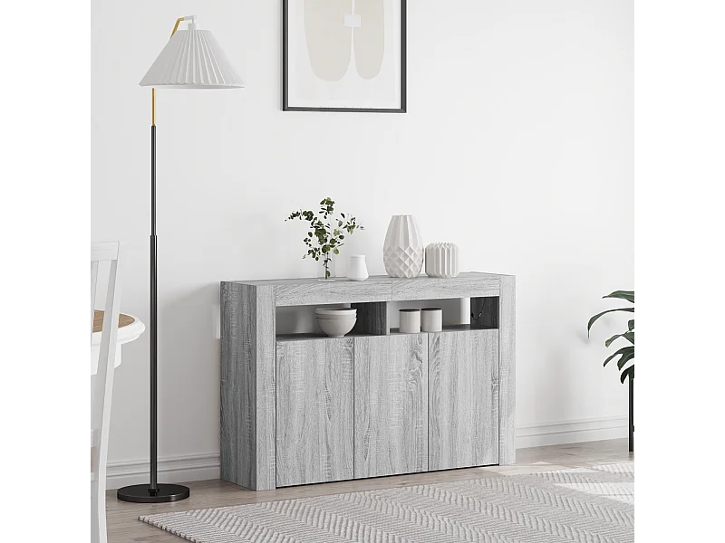 Buffet | Bahut | Meuble de rangement Gris sonoma Bois d'ingénierie 116 x 30 x 75 cm Buffet | Bahut | Meuble de rangement