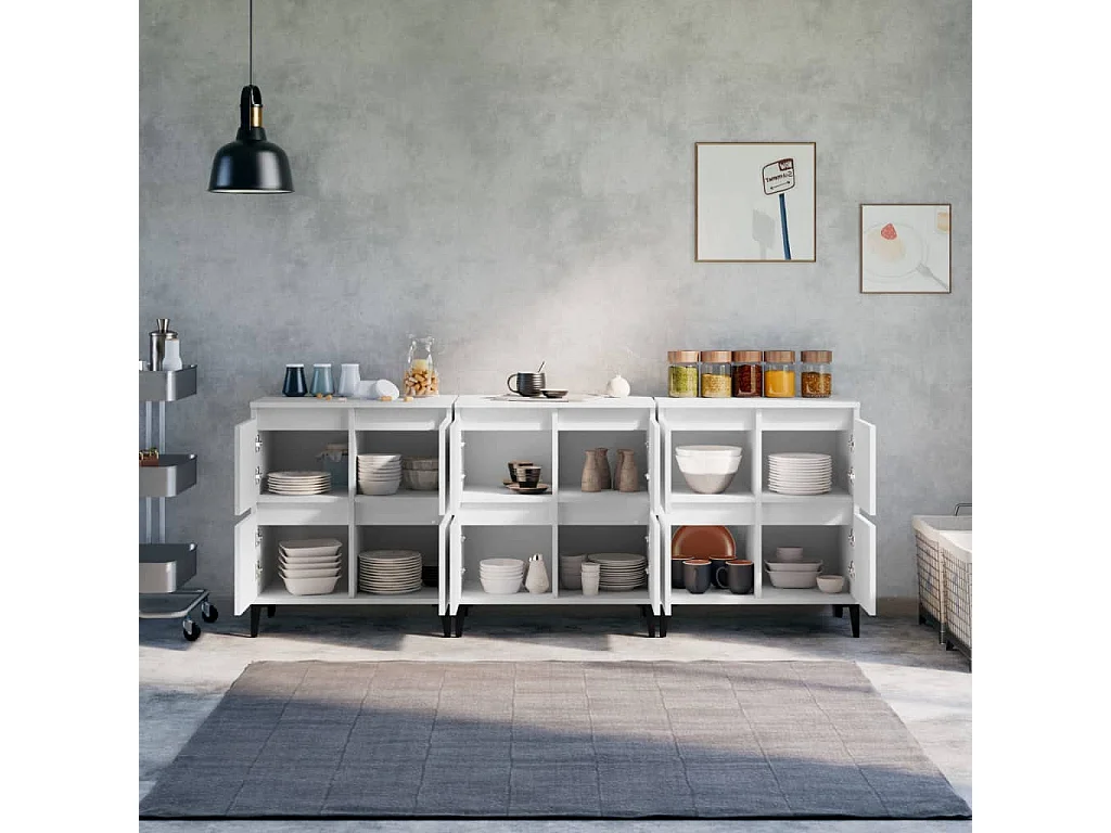 Buffets | Bahuts | Meuble de rangement 3 pcs blanc 60x35x70 cm bois d'ingénierie