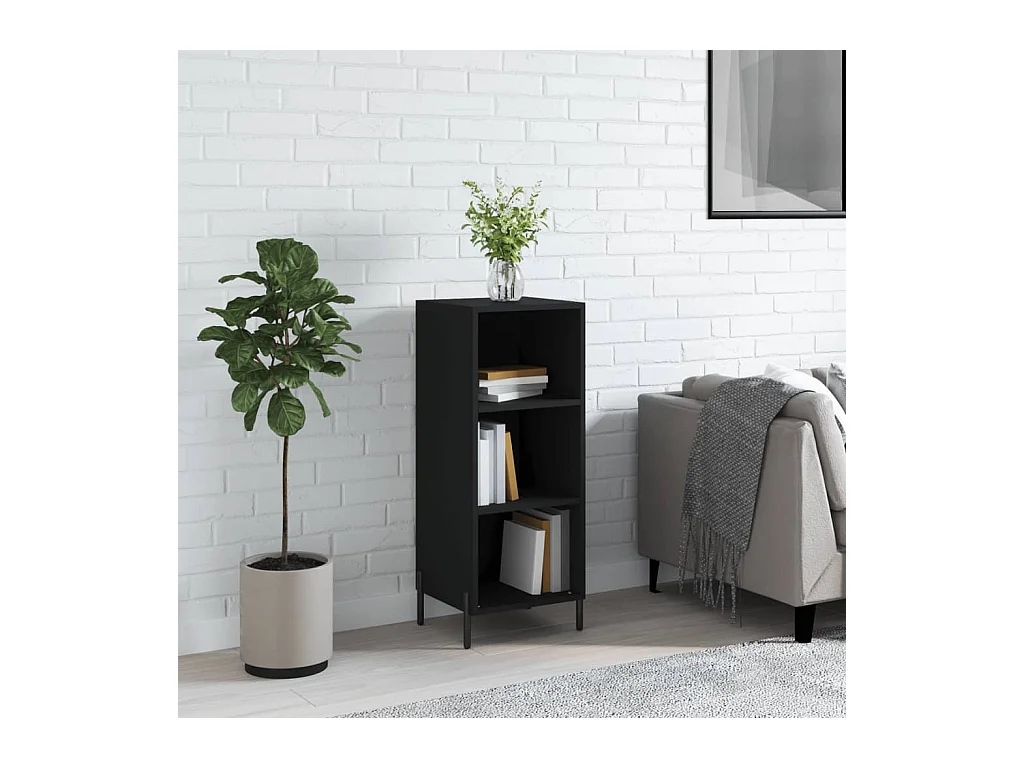 Buffet | Bahut | Meuble de rangement noir 34,5x32,5x90 cm bois d'ingénierie