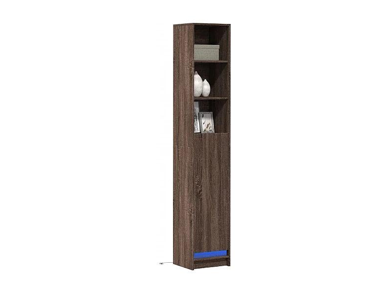 Credenza | Buffet | Armadio con LED Rovere Marrone 36x32,5x200cm Legno Multistrato