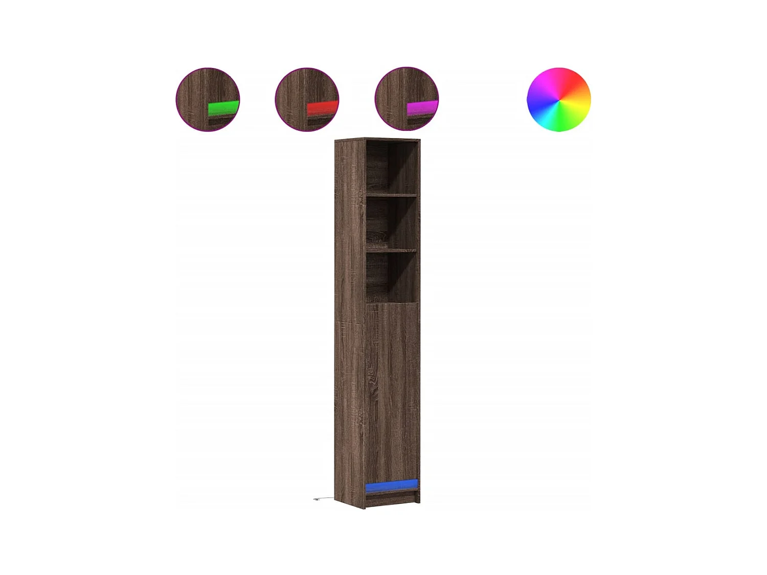 Credenza | Buffet | Armadio con LED Rovere Marrone 36x32,5x200cm Legno Multistrato