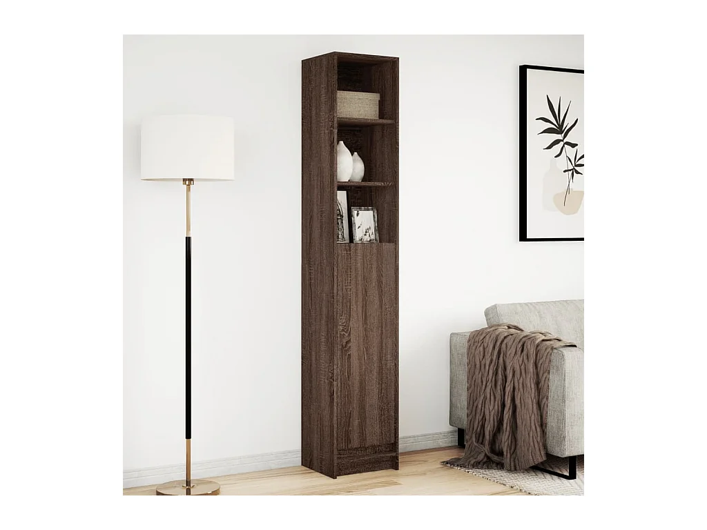 Credenza | Buffet | Armadio con LED Rovere Marrone 36x32,5x200cm Legno Multistrato