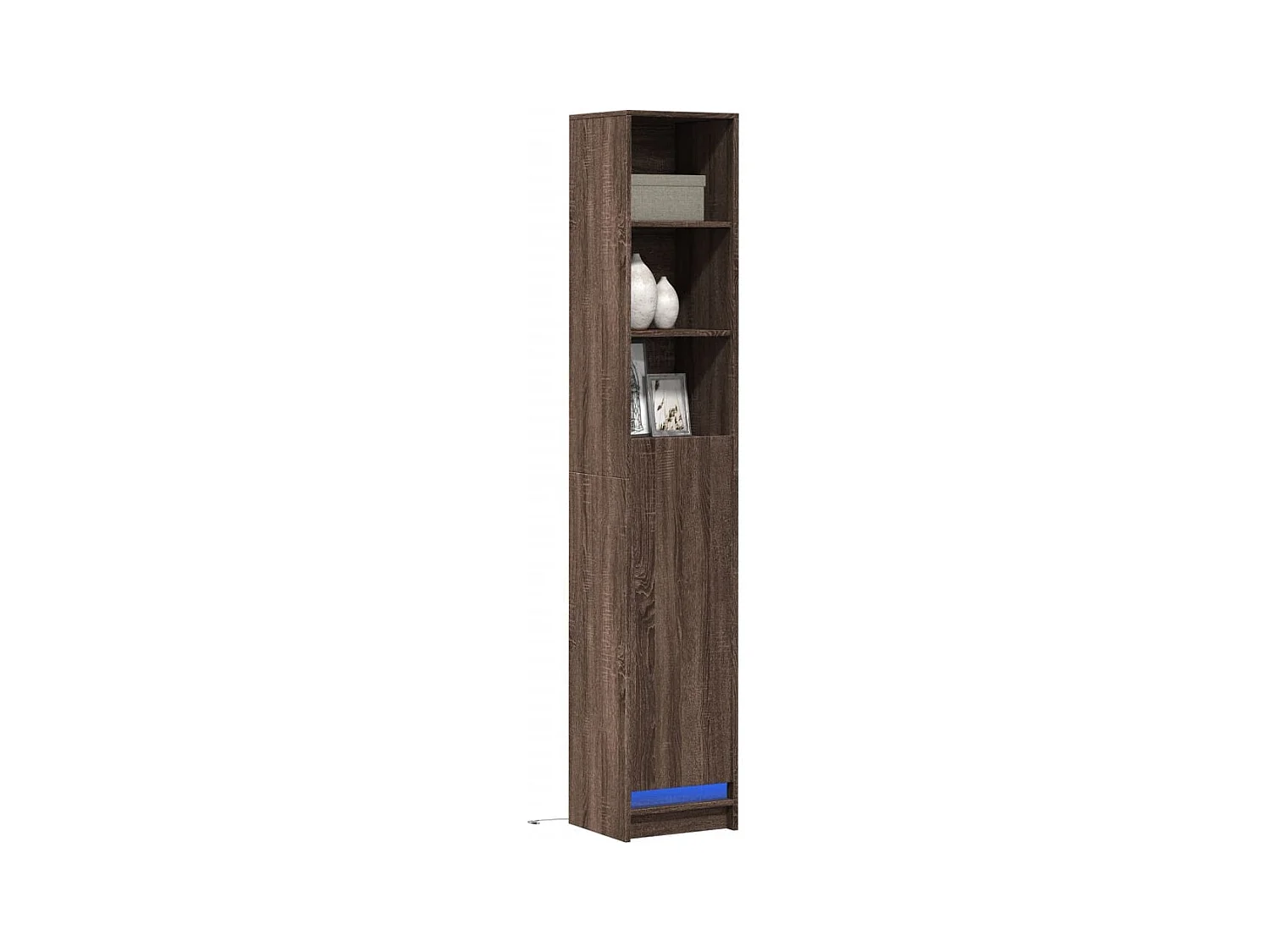 Credenza | Buffet | Armadio con LED Rovere Marrone 36x32,5x200cm Legno Multistrato