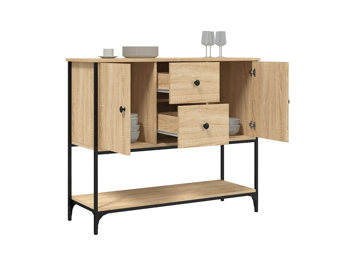 Credenza | Buffet | Armadio Rovere Sonoma 100x36x85 cm in Legno Multistrato