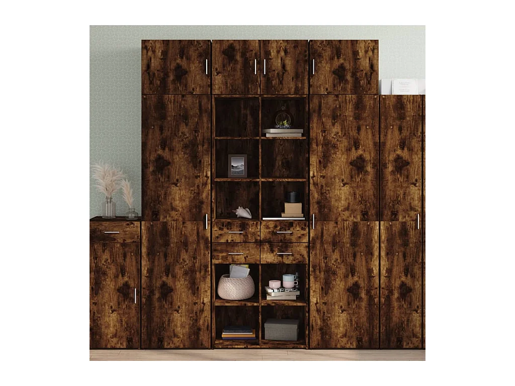 Credenza | Buffet | Armadio Rovere Fumo 70x42,5x185 cm in Legno Multistrato