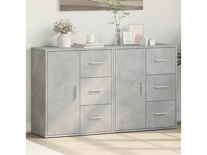 Buffets | Bahuts | Meuble de rangement 2 pcs gris béton 60x31x70 cm bois d'ingénierie