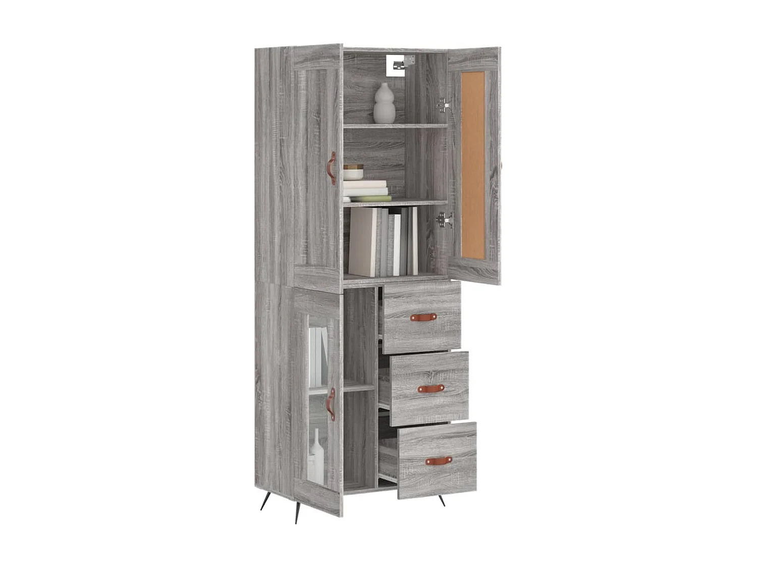 Buffet | Bahut | Meuble de rangement haut Sonoma gris 69,5x34x180 cm Bois d'ingénierie