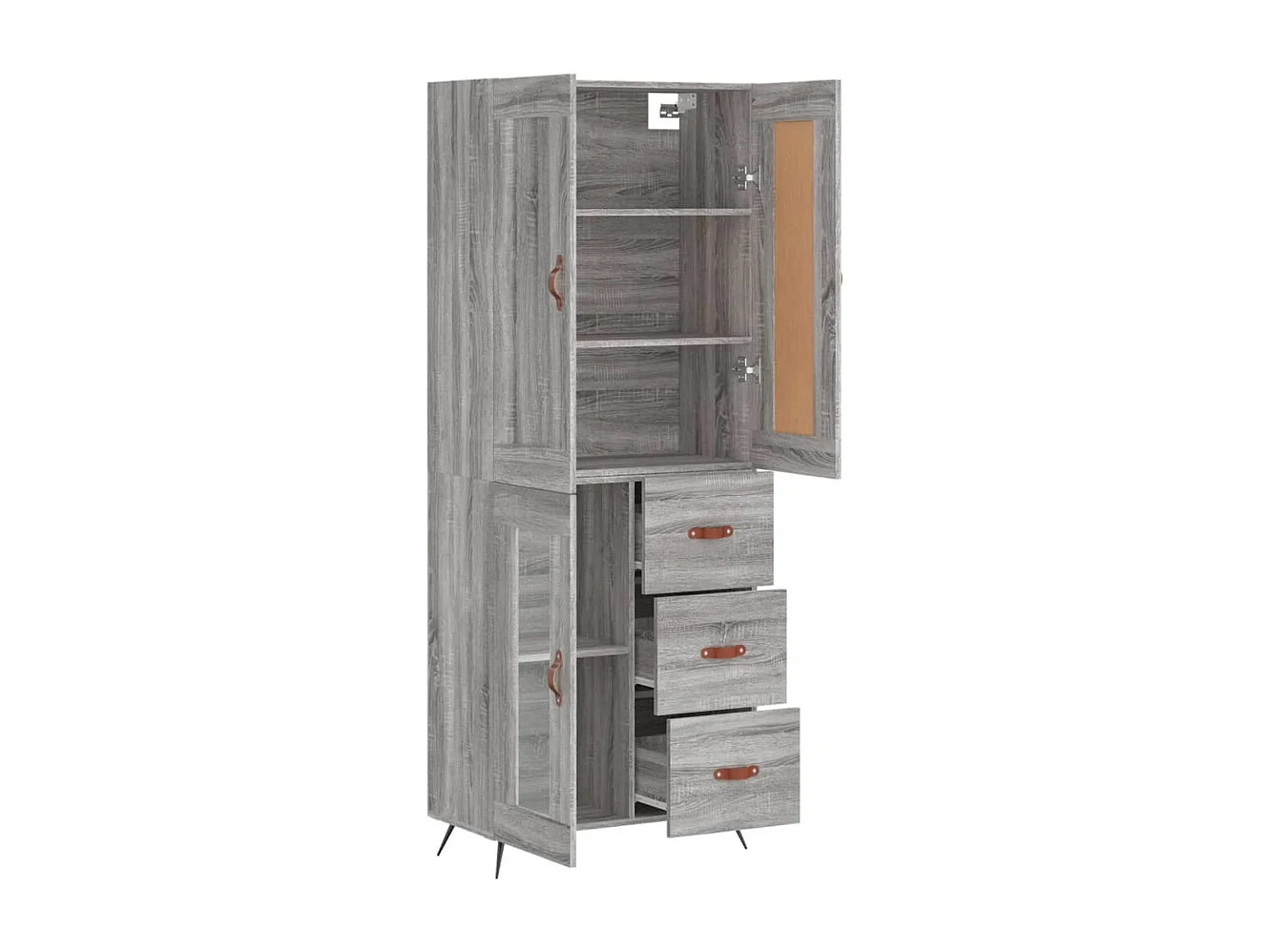 Buffet | Bahut | Meuble de rangement haut Sonoma gris 69,5x34x180 cm Bois d'ingénierie