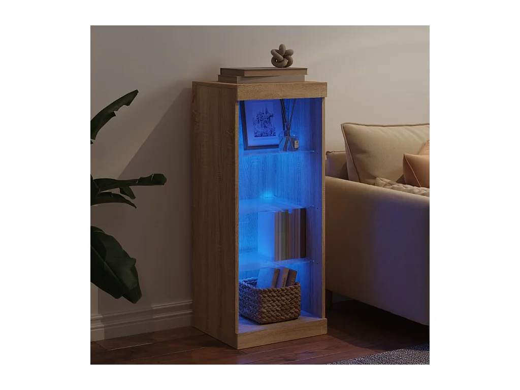 Buffet | Bahut | Meuble de rangement avec lumières LED chêne sonoma 41x37x100 cm