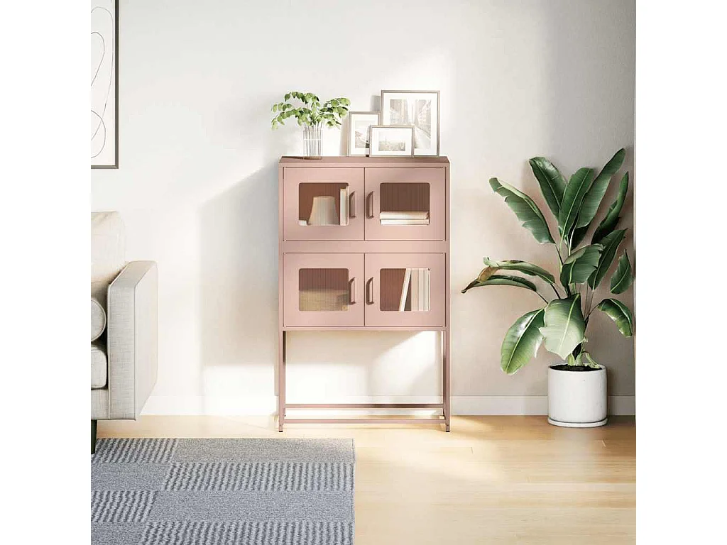 Buffet | Bahut | Meuble de rangement haut rose 68x39x107 cm acier
