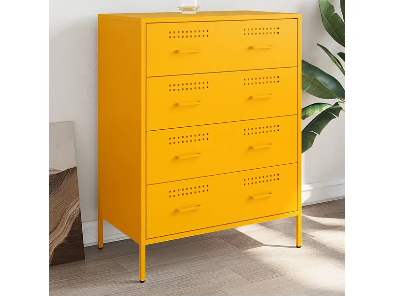 Buffet | Bahut | Meuble de rangement jaune moutarde 68x39x89 cm acier
