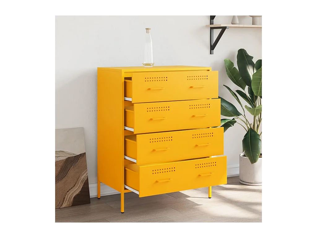 Buffet | Bahut | Meuble de rangement jaune moutarde 68x39x89 cm acier
