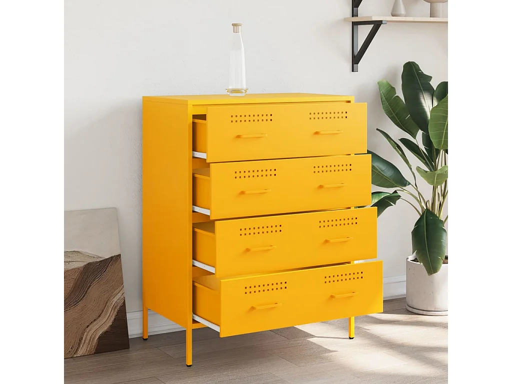 Credenza | Buffet | Armadio Giallo Senape 68x39x89 cm in Acciaio
