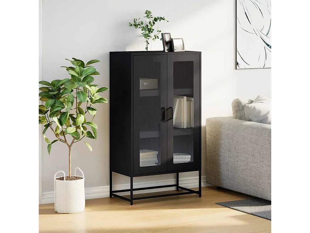 Credenza | Buffet | Armadio Nera 68x39x123 cm in Acciaio