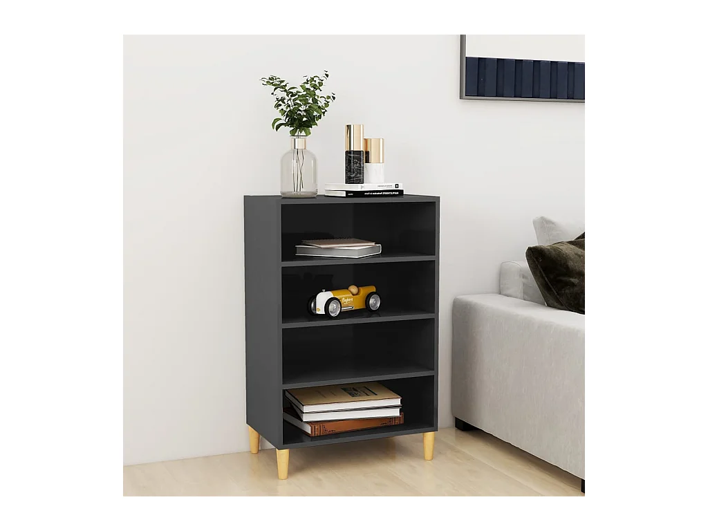 Credenza | Buffet | Armadio Grigio Lucido 57x35x90 cm in Legno Multistrato