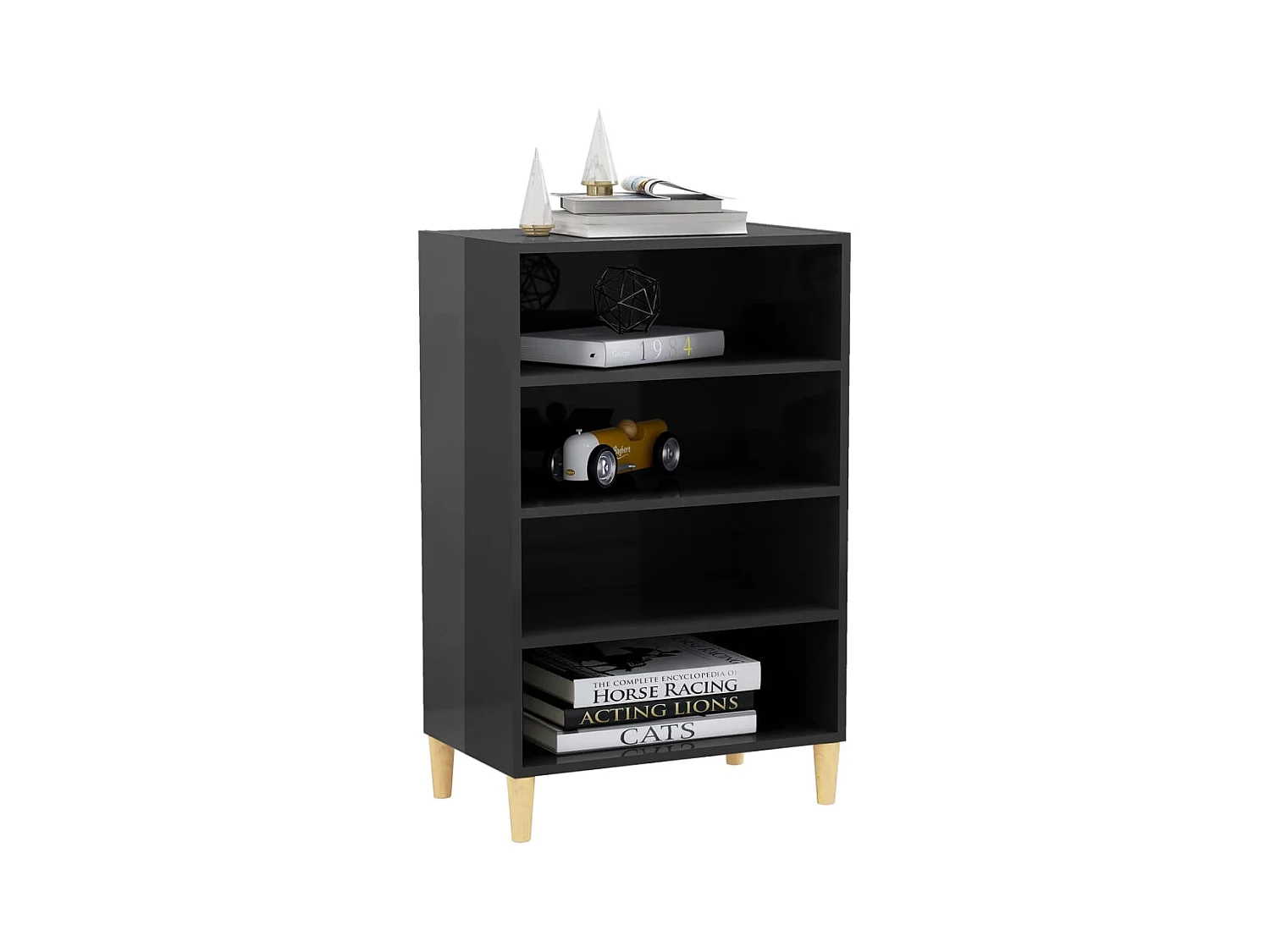 Credenza | Buffet | Armadio Grigio Lucido 57x35x90 cm in Legno Multistrato