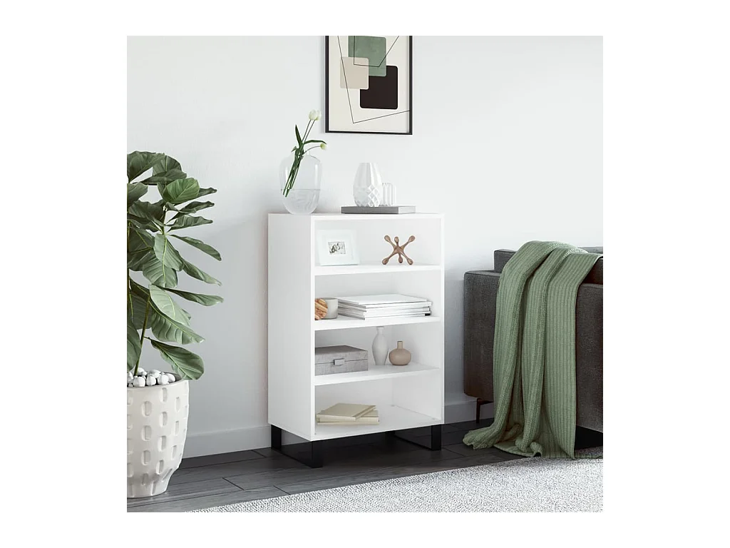 Buffet | Bahut | Meuble de rangement haut blanc 57x35x90 cm bois d'ingénierie