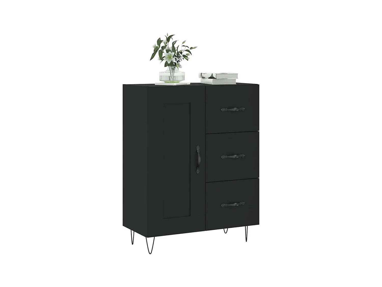 Buffet | Bahut | Meuble de rangement noir 69,5x34x90 cm bois d'ingénierie