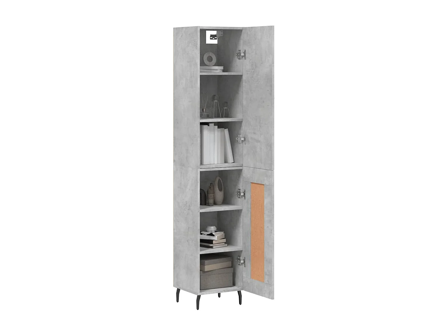 Credenza | Buffet | Armadio Grigio Cemento 34,5x34x180 cm in Legno Multistrato