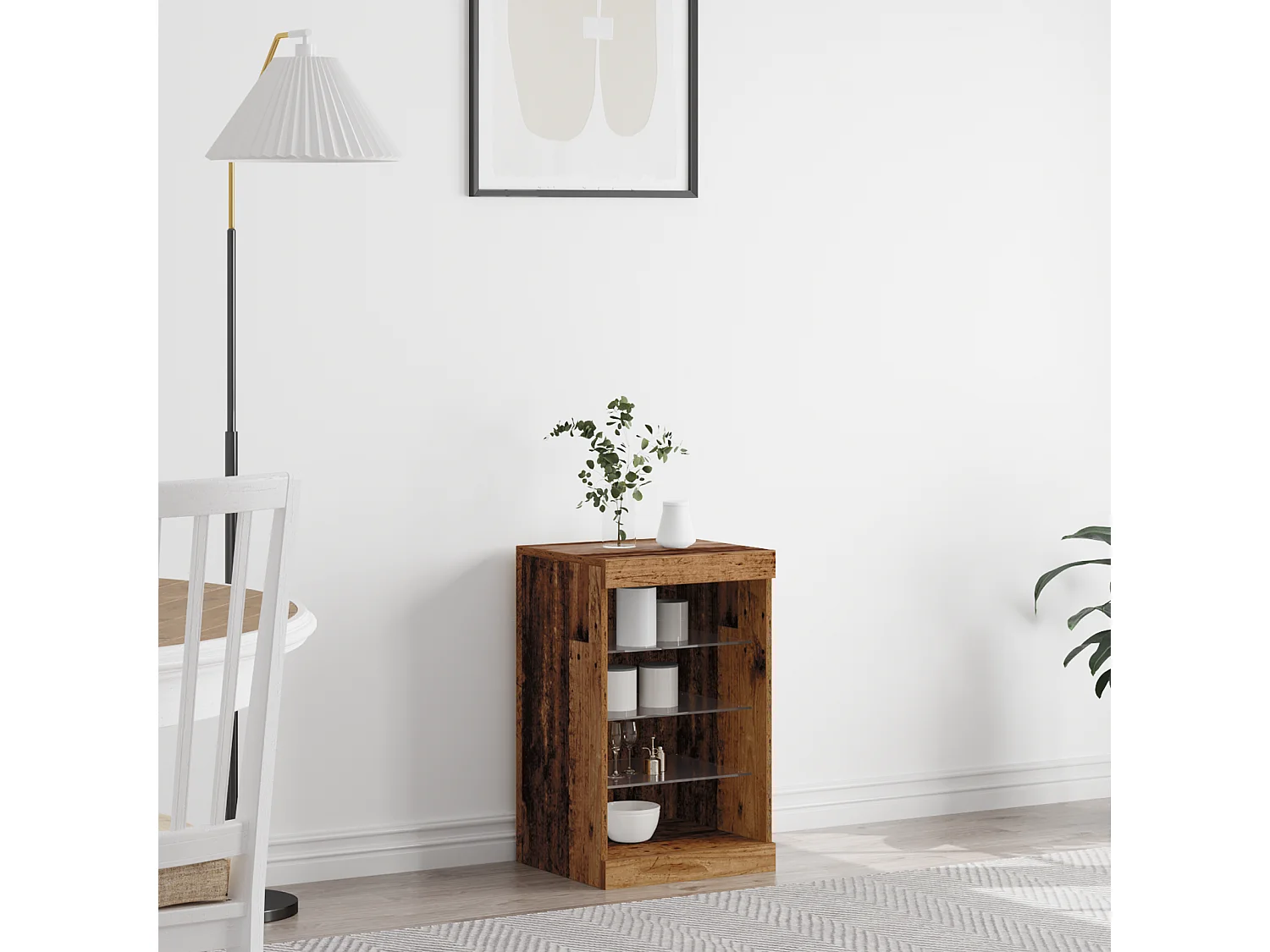 Buffet | Bahut | Meuble de rangement avec lumières LED Bois ancien 41x37x67 cm