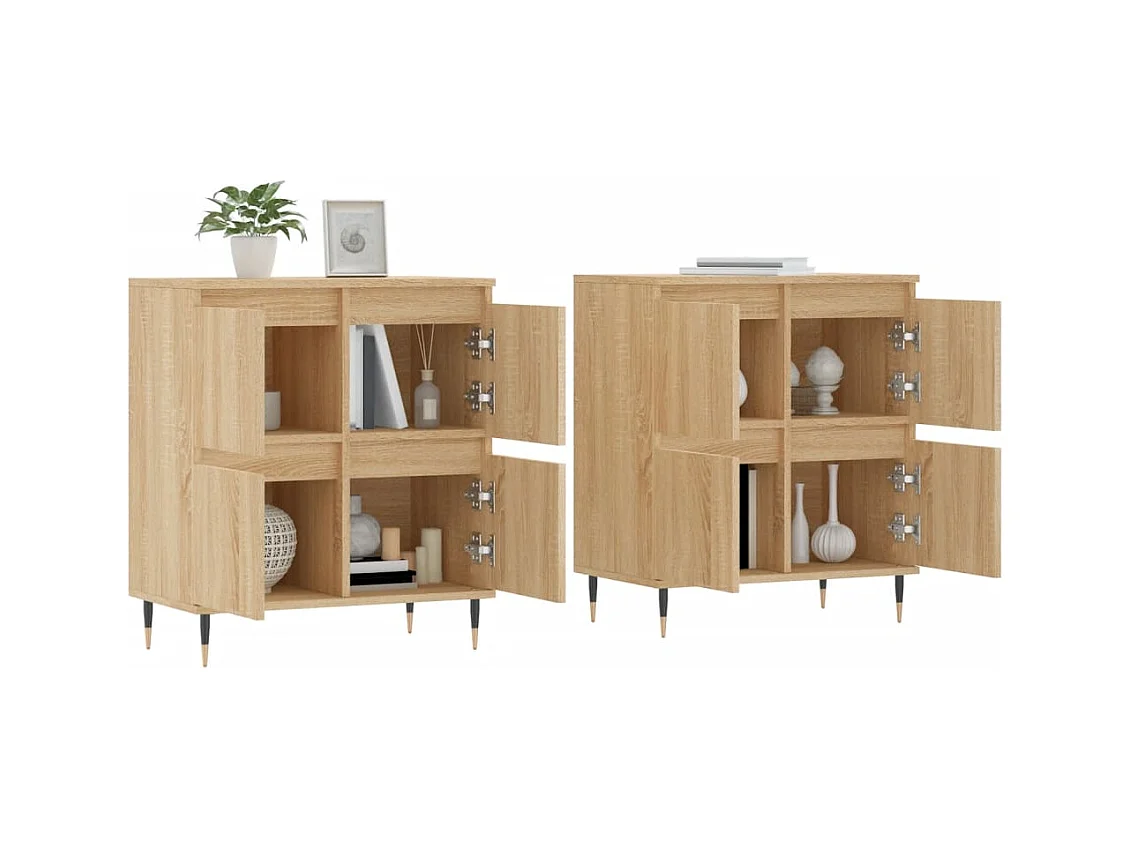 Buffets | Bahuts | Meuble de rangement 2 pcs chêne sonoma bois d'ingénierie