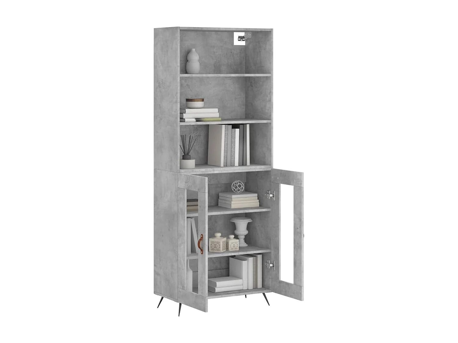 Credenza | Buffet | Armadio Grigio Cemento 69,5x34x180 cm in Legno Multistrato
