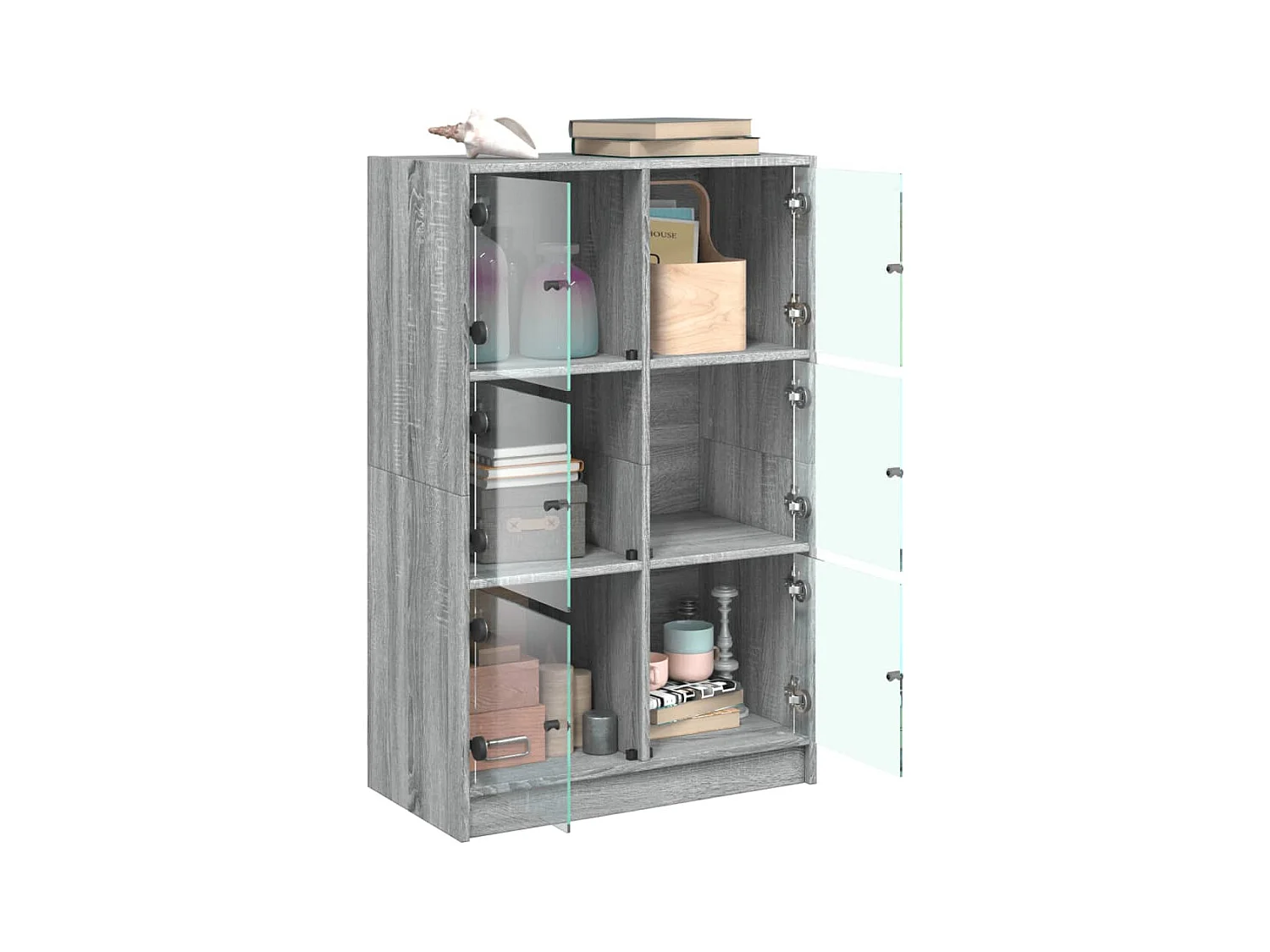 Credenza | Buffet | Armadio con Ante Grigio Sonoma 68x37x109 cm Legno Multistrato