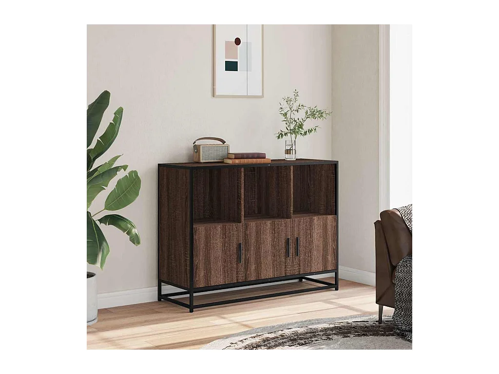 Credenza | Buffet | Armadio Rovere Marrone 100x35x76 cm in Legno Multistrato