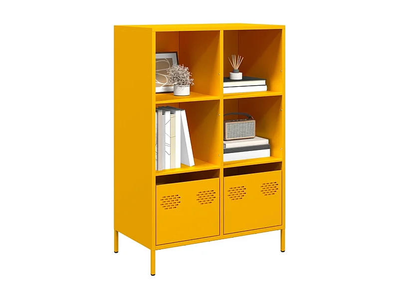 Buffet | Commode à tiroir | Meuble de rangement haut jaune moutarde 68x39x103,5 cm acier