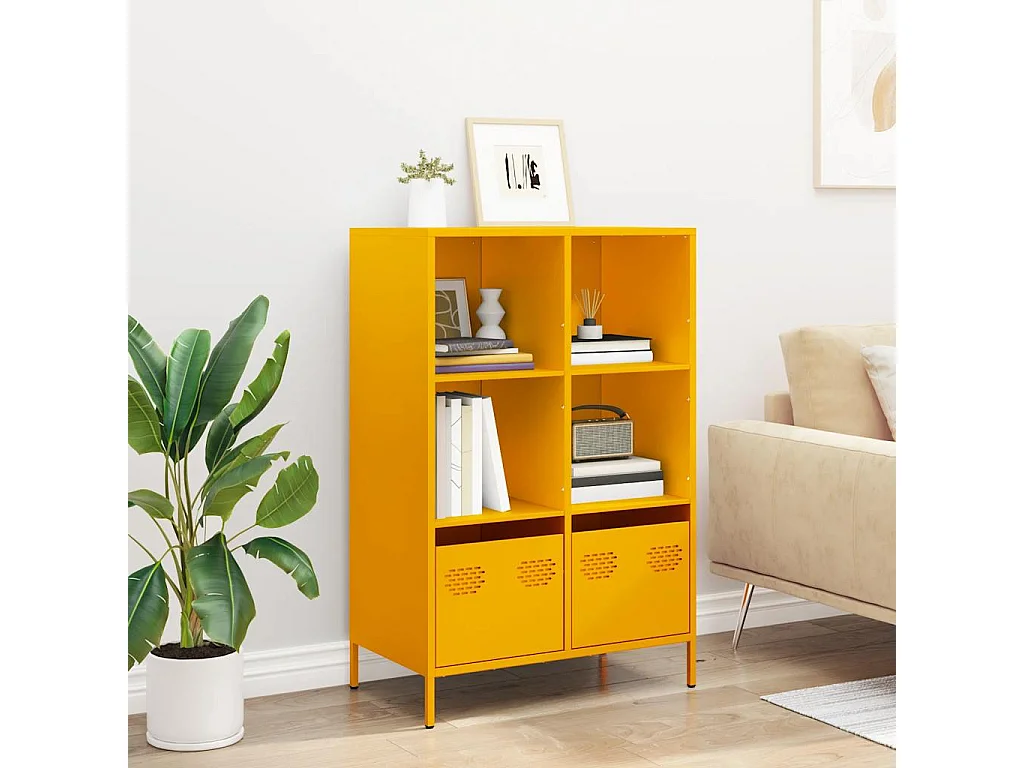 Credenza | Buffet | Armadio Giallo Senape 68x39x103,5 cm in Acciaio
