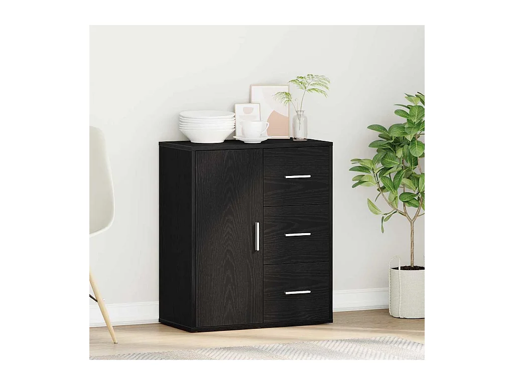 Buffet | Bahut | Meuble de rangement avec tiroir Chêne noir 60 x 31 x 70 cm Bois d'ingénierie