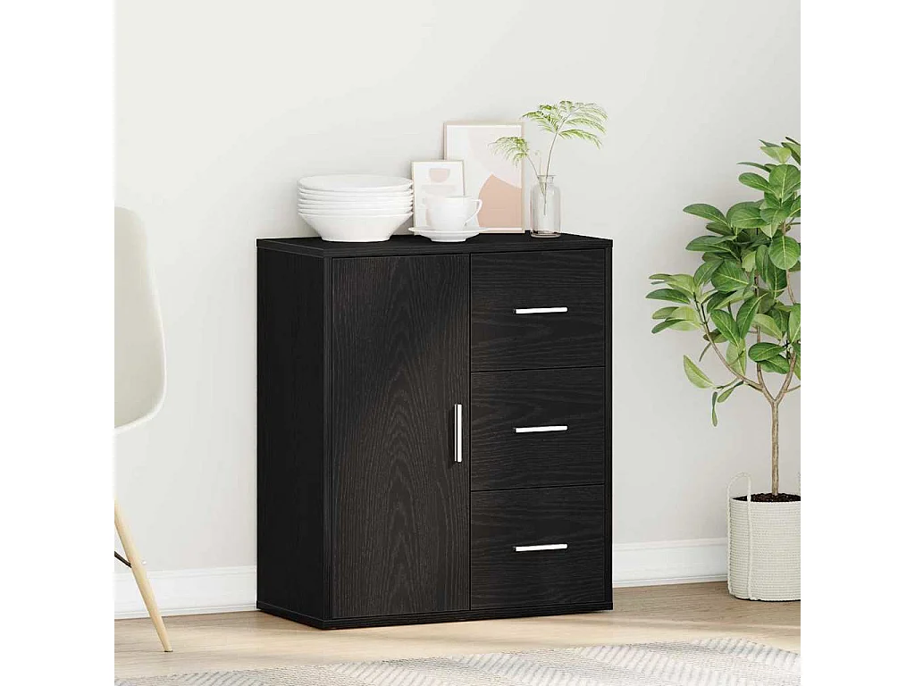 Buffet | Bahut | Meuble de rangement avec tiroir Chêne noir 60 x 31 x 70 cm Bois d'ingénierie