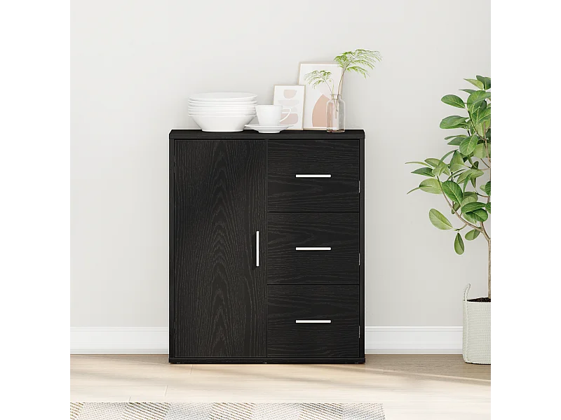 Buffet | Bahut | Meuble de rangement avec tiroir Chêne noir 60 x 31 x 70 cm Bois d'ingénierie