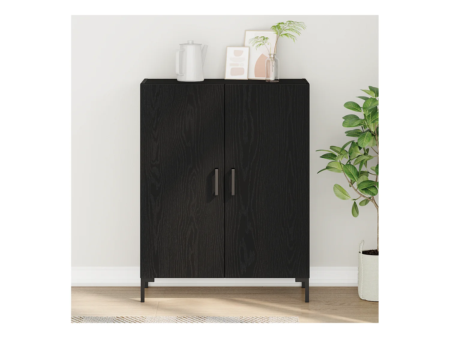 Buffet | Bahut | Meuble de rangement Noir Chêne 69,5x34x90 cm Bois reconstitué
