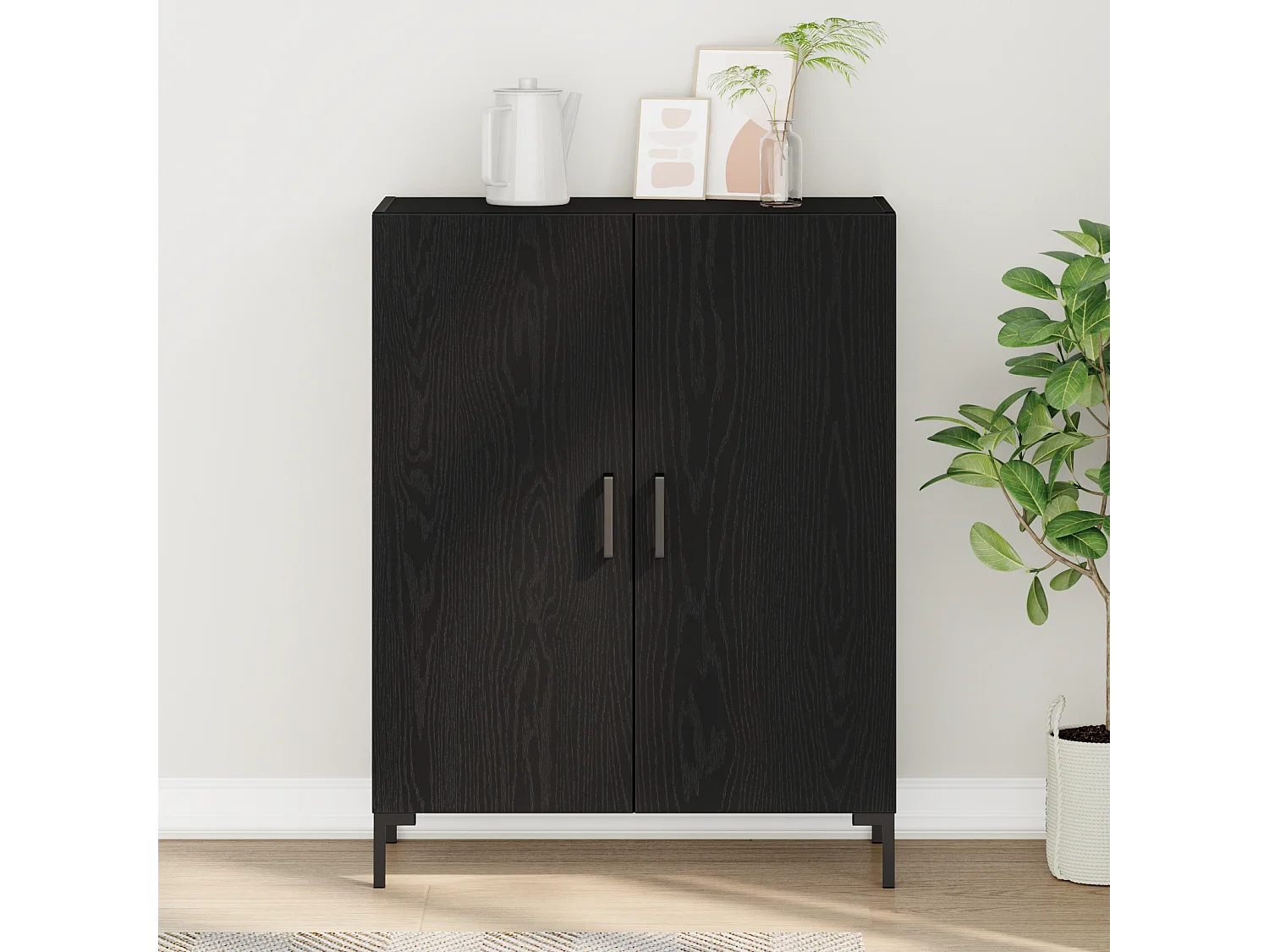 Buffet | Bahut | Meuble de rangement Noir Chêne 69,5x34x90 cm Bois reconstitué