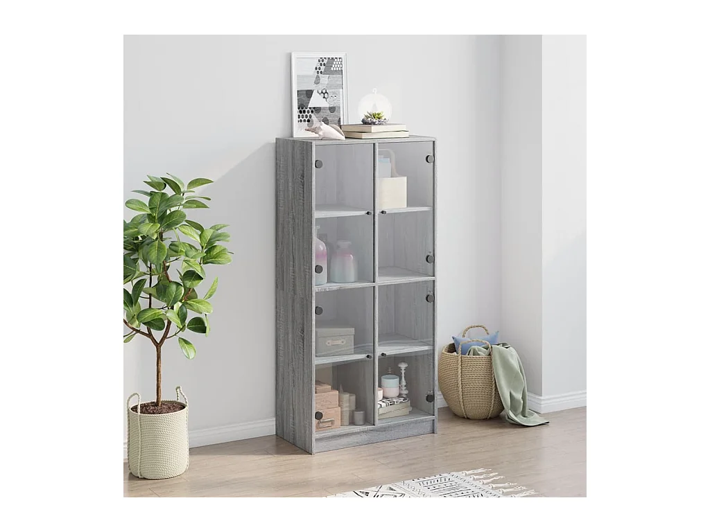 Credenza | Buffet | Armadio con Ante Grigio Sonoma 68x37x142 cm Legno Multistrato