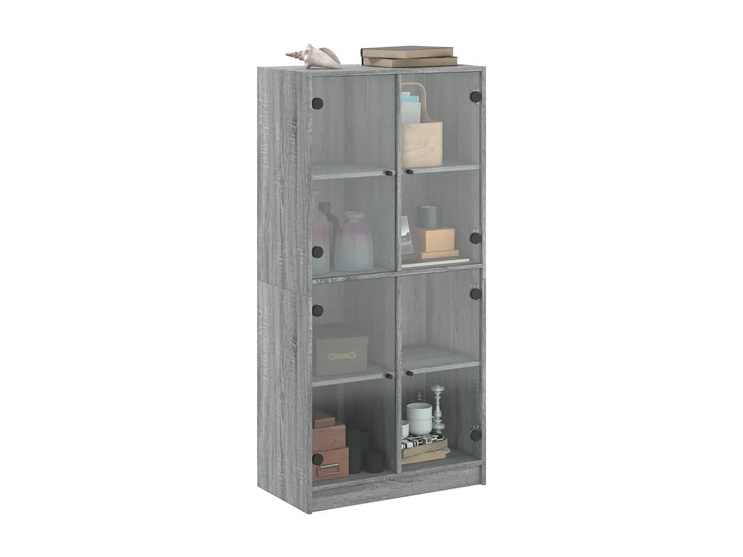 Buffet | Bahut | Meuble de rangement haut avec portes gris sonoma 68x37x142cm bois ingénierie