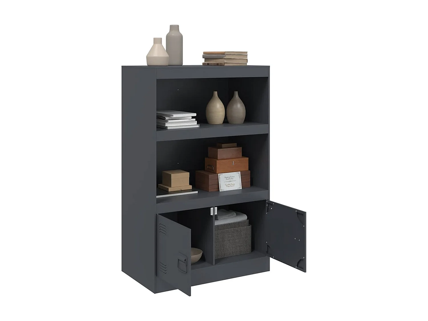 Buffet | Bahut | Meuble de rangement anthracite 67x39x107 cm acier