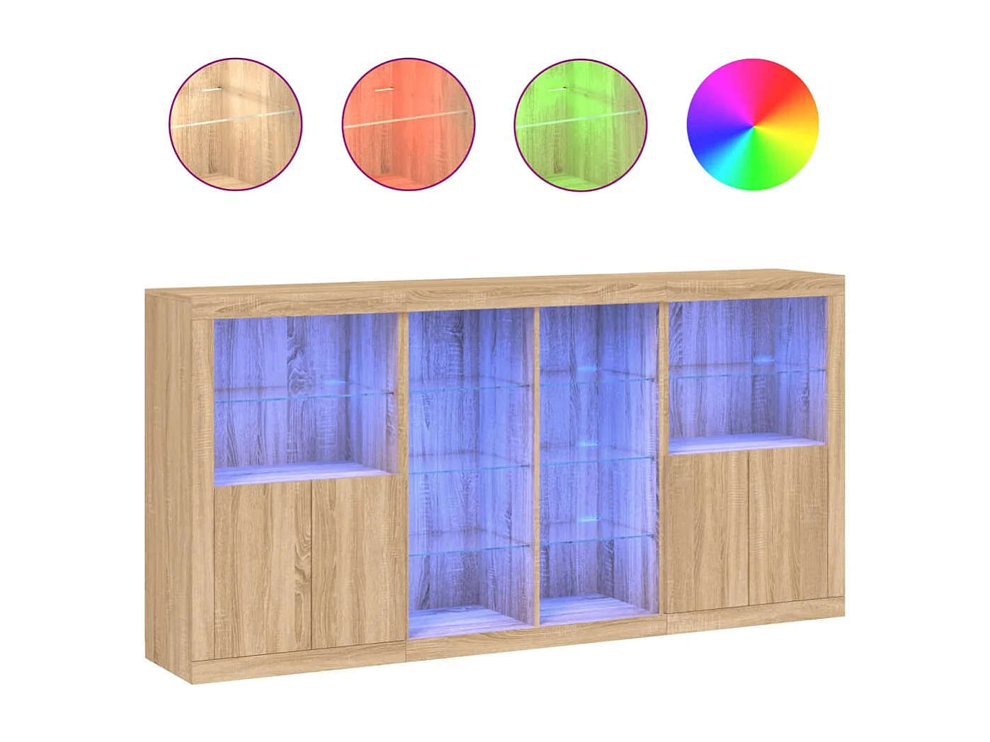 Credenza | Buffet | Armadio con Luci LED Rovere Sonoma 202x37x100 cm