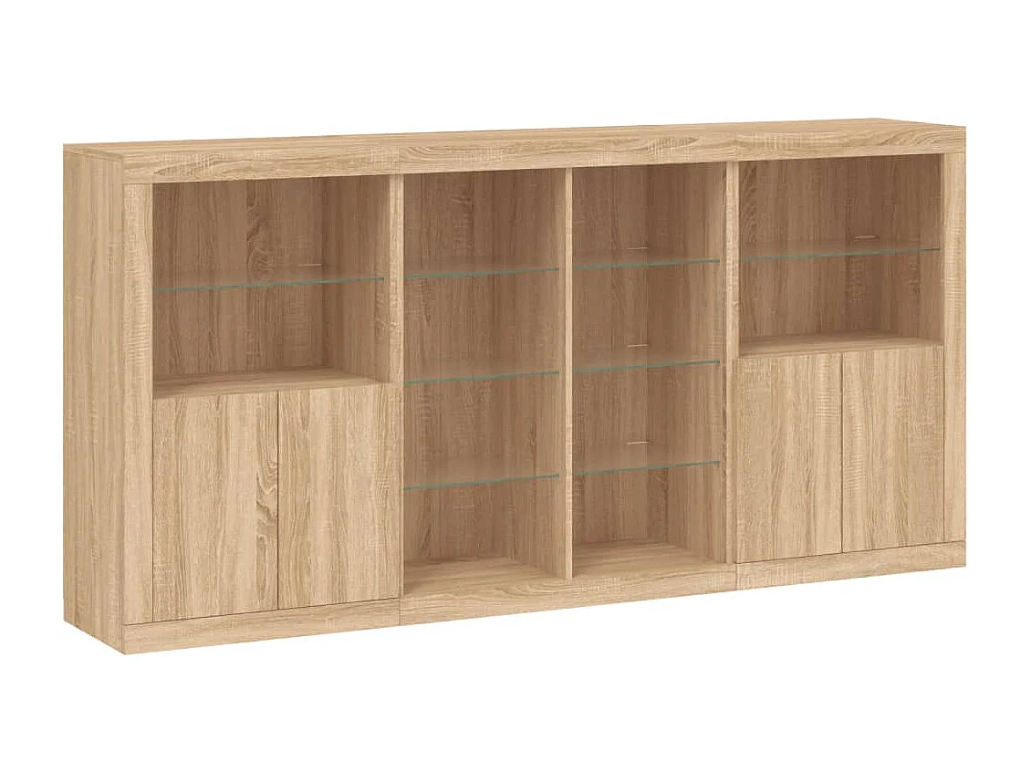Credenza | Buffet | Armadio con Luci LED Rovere Sonoma 202x37x100 cm