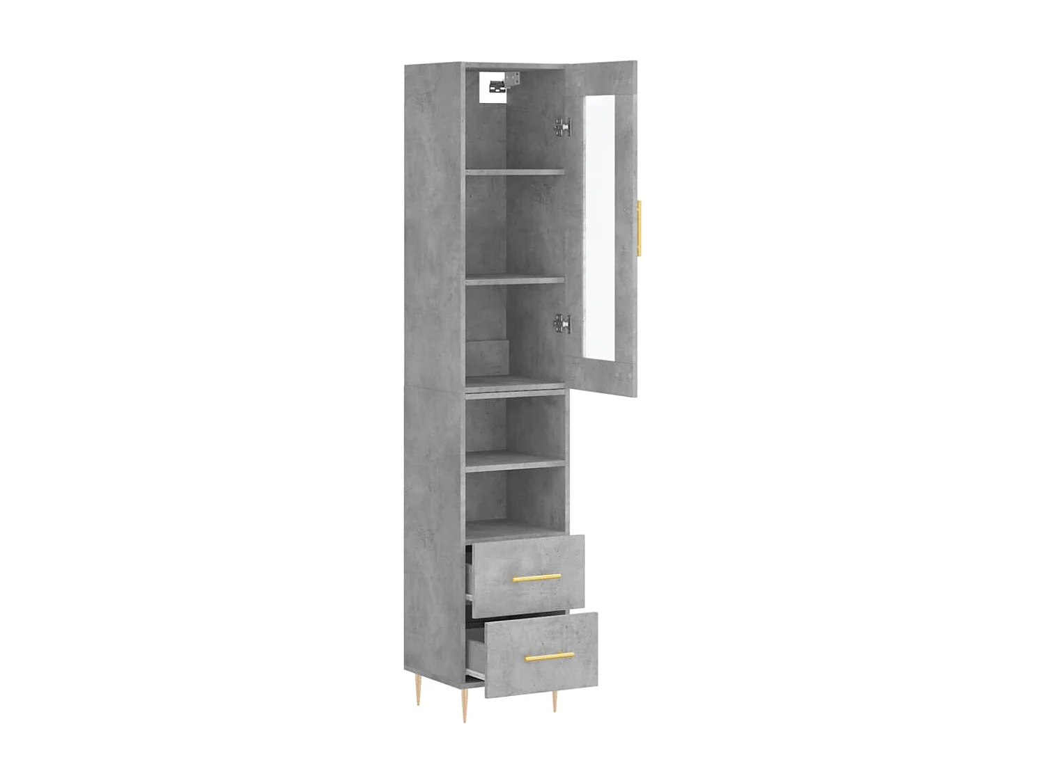 Buffet | Bahut | Meuble de rangement haut Gris béton 34,5x34x180 cm Bois d'ingénierie