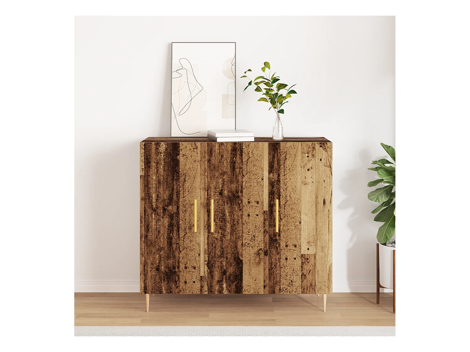 Buffet | Bahut | Meuble de rangement en Bois Ancien, 90x34x80 cm, Fabriqué en Bois Ingénierie