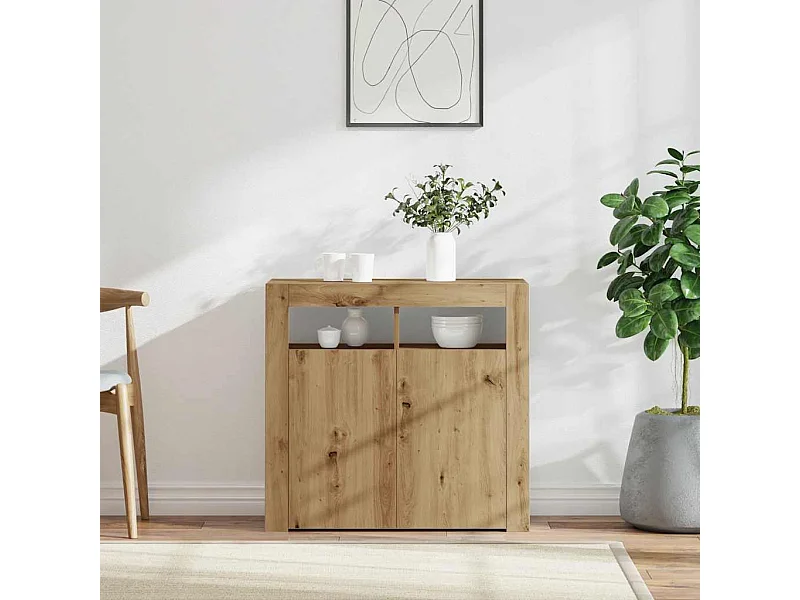 Buffet | Bahut | Meuble de rangement avec lumières LED chêne artisanal bois d'ingénierie